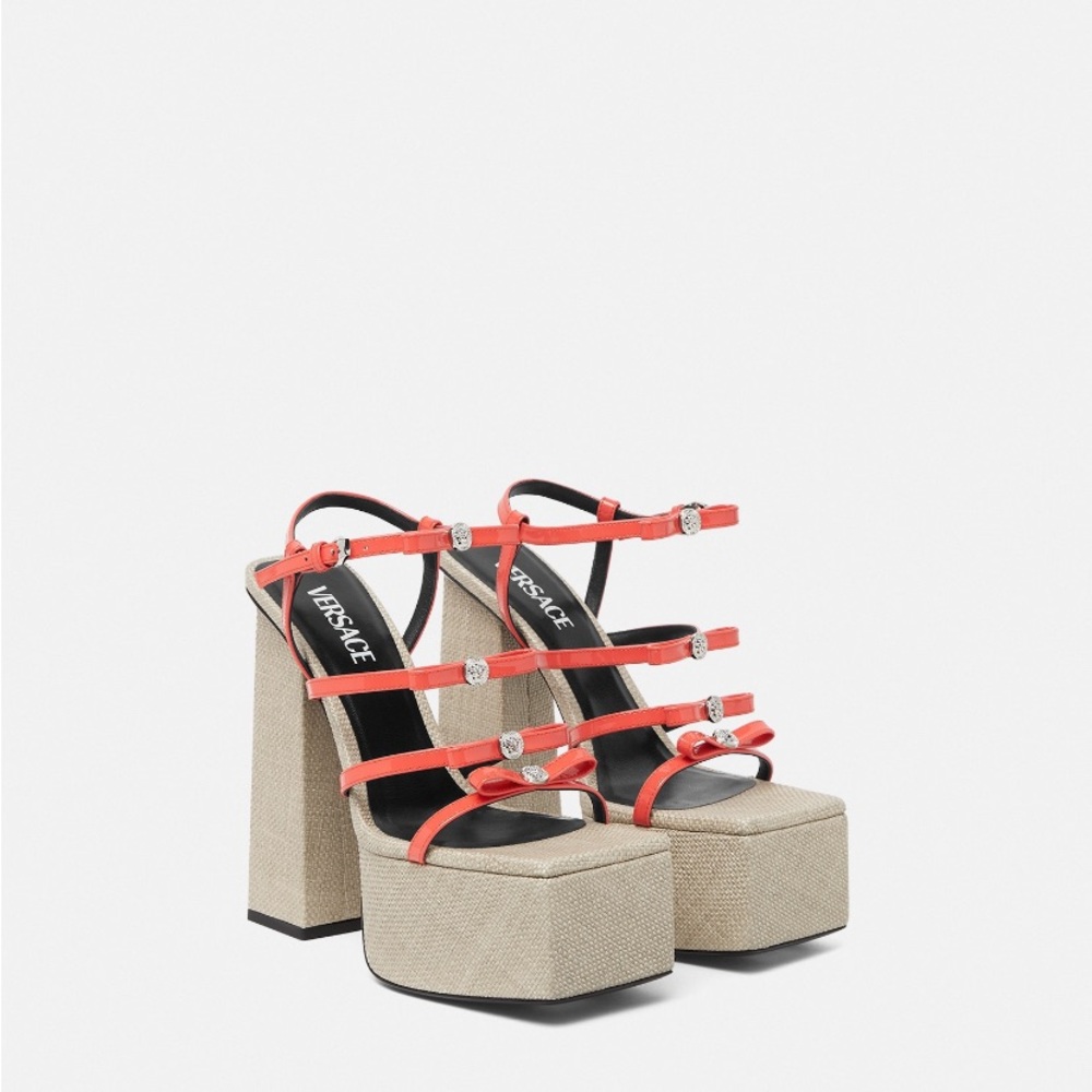 Versace Women's Platform Sandals - Coral and Beige